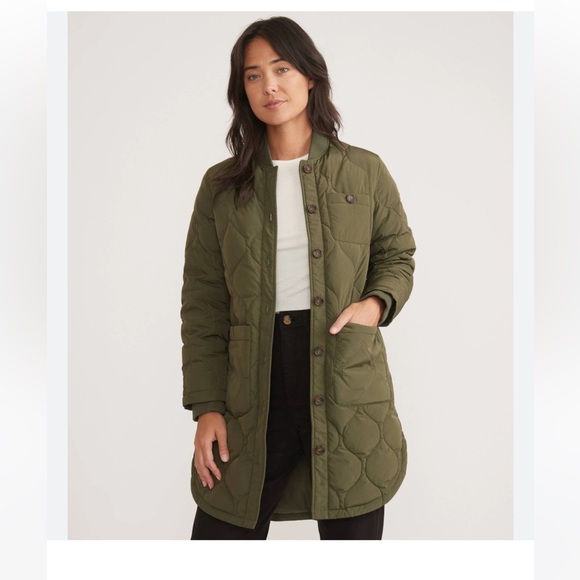 Marine Layer Olive Quilted Long Jacket - Picture 4 of 5